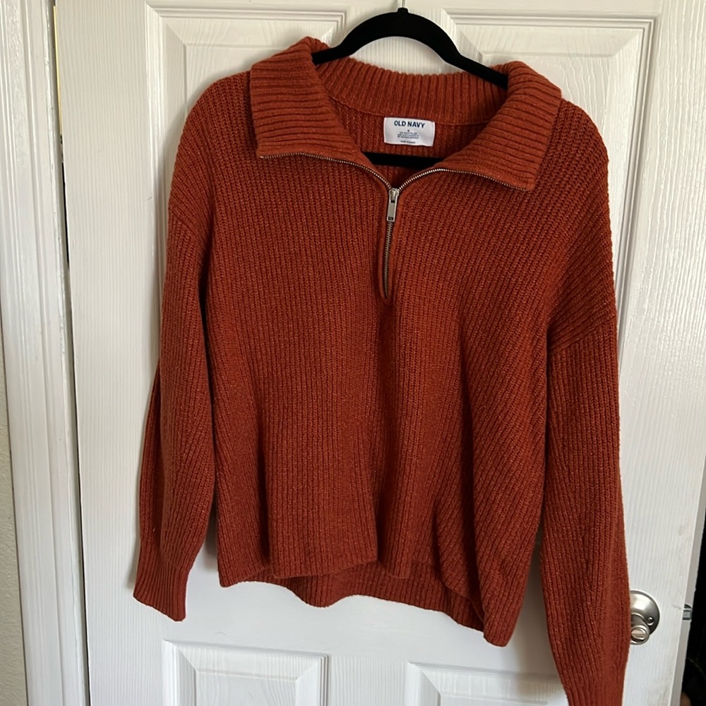 Orange Quarter Zip Sweater